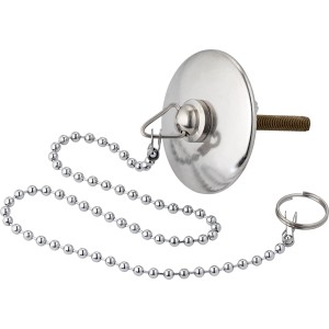 Verchromter Hahnloch-Deckel, 40 mm, mit Kette für Waschbecken und Badewanne.