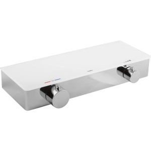 baliv Thermostat-Duscharmatur DU-2070, weiß/chrom, mit zwei Drehreglern zur Temperatur- und Wassermengenregulierung.