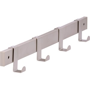 Siro Hakenleiste aus Metall, Nickel matt, mit 4 Haken und einer Länge von 404 mm.