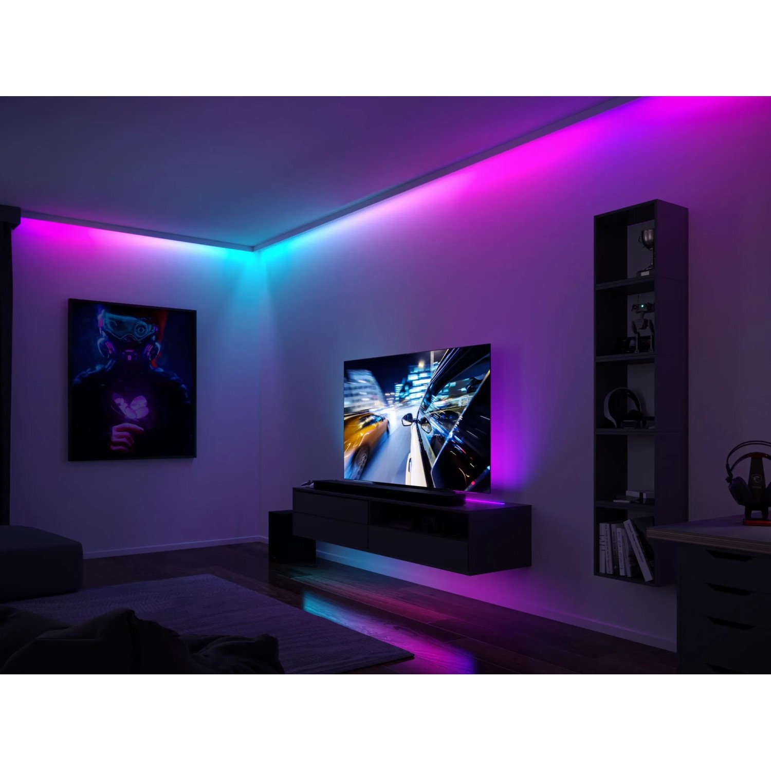 Paulmann EntertainLED Set: 5 m LED-Strip mit Farbwechsel für stimmungsvolle Beleuchtung im Wohnzimmer.
