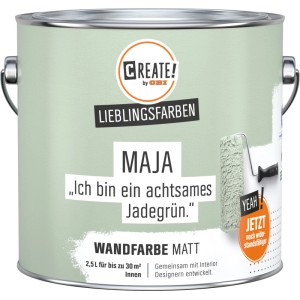 CREATE! by OBI Wandfarbe Maja Jadegrün, matte Innenfarbe im Farbeimer.