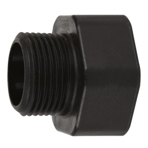 Schwarzer Anschlussadapter für Einhell Hauswasserautomat GE-AW 1042 FS.