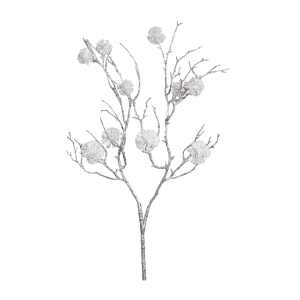 DPI Deko-Zweig mit Fruchtstand, 70 cm, weiß, für festliche Dekorationen und Mischgestecke.