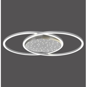 Stahlfarbene LED-Deckenleuchte Yuki mit Sternenhimmel, 66,8x50 cm.