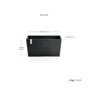 Ecopots Pflanztopf Paris Dunkelgrau 80 cm x 38 cm x 40 cm