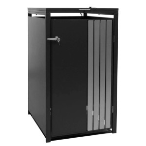 MCW Mülltonnenbox O67, anthrazitfarben mit Edelstahldetails, für eine Tonne.