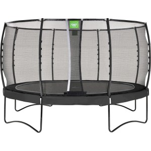 Schwarzes EXIT Allure Premium Gartentrampolin mit Sicherheitsnetz, Ø 427 cm.