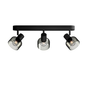 Philips Spot Sleet Deckenstrahler, 3-flammig, schwarz mit Rauchglas-Schirmen. E14 Spots.