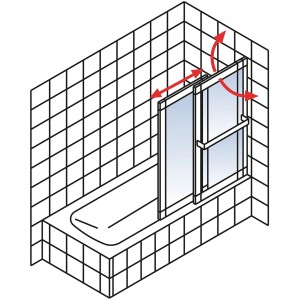 Schulte Badewannenaufsatz, ausziehbar, weiß, mit Querstreifen Dekor aus Echtglas.