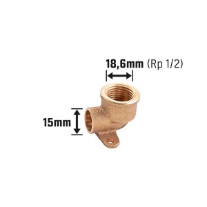 Löt-Wandscheibe aus Rotguss, 36 mm, mit Schraub- und Lötverbindung für Heizung und Wasserinstallation.