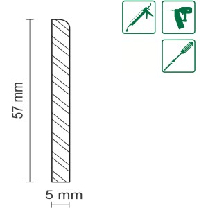 Abbildung einer unbehandelten Sockelleiste aus Fichte/Kiefer (5x57x2400mm).