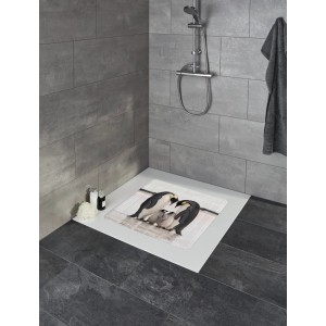 Kleine Wolke Duscheinlage Jacksons mit Pinguin-Motiv, 55x55 cm, schwarz-weiß für mehr Sicherheit in der Dusche.