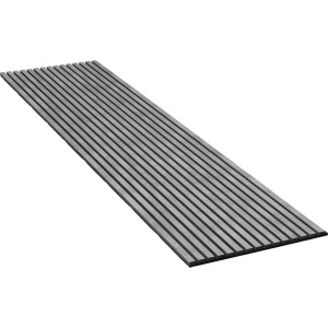 Graues Akustikpaneel (240 cm) zur Wandverkleidung mit schwarzem Akustikfilz für besseren Raumklang.
