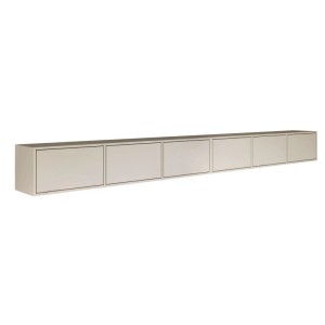 Selsey Framme TV-Hängeboard 300 cm, Kaschmirgrau matt, grifflos mit 6 Klappen für moderne TV-Schränke.