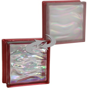 BM Glasstein Aqua Perlmutt Rubin 1-Seitig Satiniert 19 cm x 19 cm x 8 cm