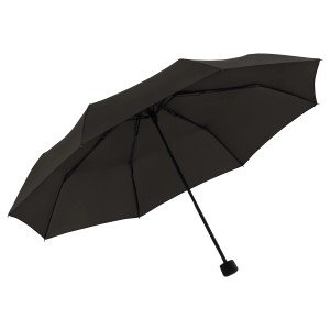 Schwarzer Derby Regenschirm Trend Mini, Ø 96 cm, geöffnet. Kompakter Taschenschirm für unterwegs.