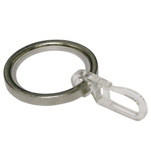 Schöner Wohnen Gardinenring aus Edelstahl mit Gleiteinlage und Faltenlegehaken.