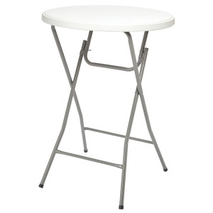 Weißer, klappbarer Stehtisch Westside aus Stahl, Ø 80 cm, ideal für Gartenpartys.