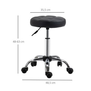 HOMCOM Salon Hocker Kunstleder Schaumstoff Schwarz 35,5 x 63H cm
