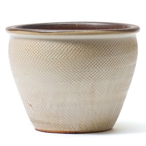 Cremefarbener Kirschke Pflanztopf Boa (Ø 30 cm) mit Schlangenmuster für Innen & Außen.