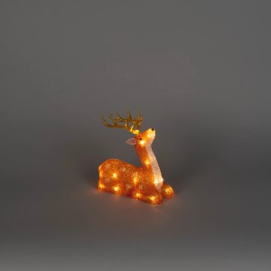 Liegendes, braunes Konstsmide LED-Acryl Reh mit 24 warmweißen Dioden für die Weihnachtsdeko.