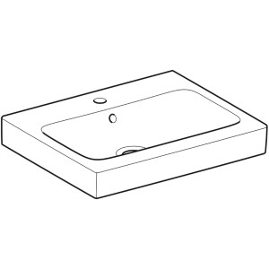 Weißes Geberit iCon Waschbecken, 60 cm breit, mit Hahnloch und KeraTect Beschichtung.