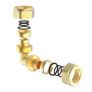 Kirchhoff Winkel 90° Klemmfitting 16 mm für MSVR Blank, Einzelteile im Detail.