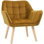 Gelber HOMCOM Loungesessel aus Polyester mit Gummiholzbeinen. Skandinavisches Design, gepolstert.