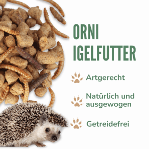 Orni Igelfutter mit Insekten und Mehlwürmern, getreidefrei. Trockenfutter für Igel, artgerecht und ausgewogen.