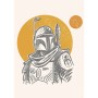 Wandbild: Star Wars Boba Fett Illustration, beige, 50x70 cm. Comic-Stil.