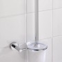 Wand WC-Garnitur Elegance von Wenko mit Chrom-Halterung und weißem Behälter.