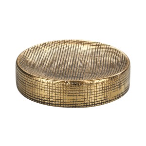 Goldene Wenko Seifenablage Rivara aus Keramik mit strukturierter Oberfläche.