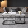 okwish Couchtisch Set mit Marmoroptik HöhenVerstellbare Füße 60x60x45cm 45x45x40cm Schwarz_4