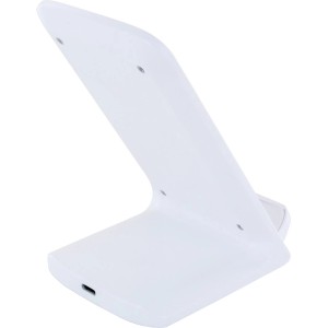 Weiße Schwaiger Qi Ladestation (10 Watt) für kabelloses Laden von Smartphones und Geräten.
