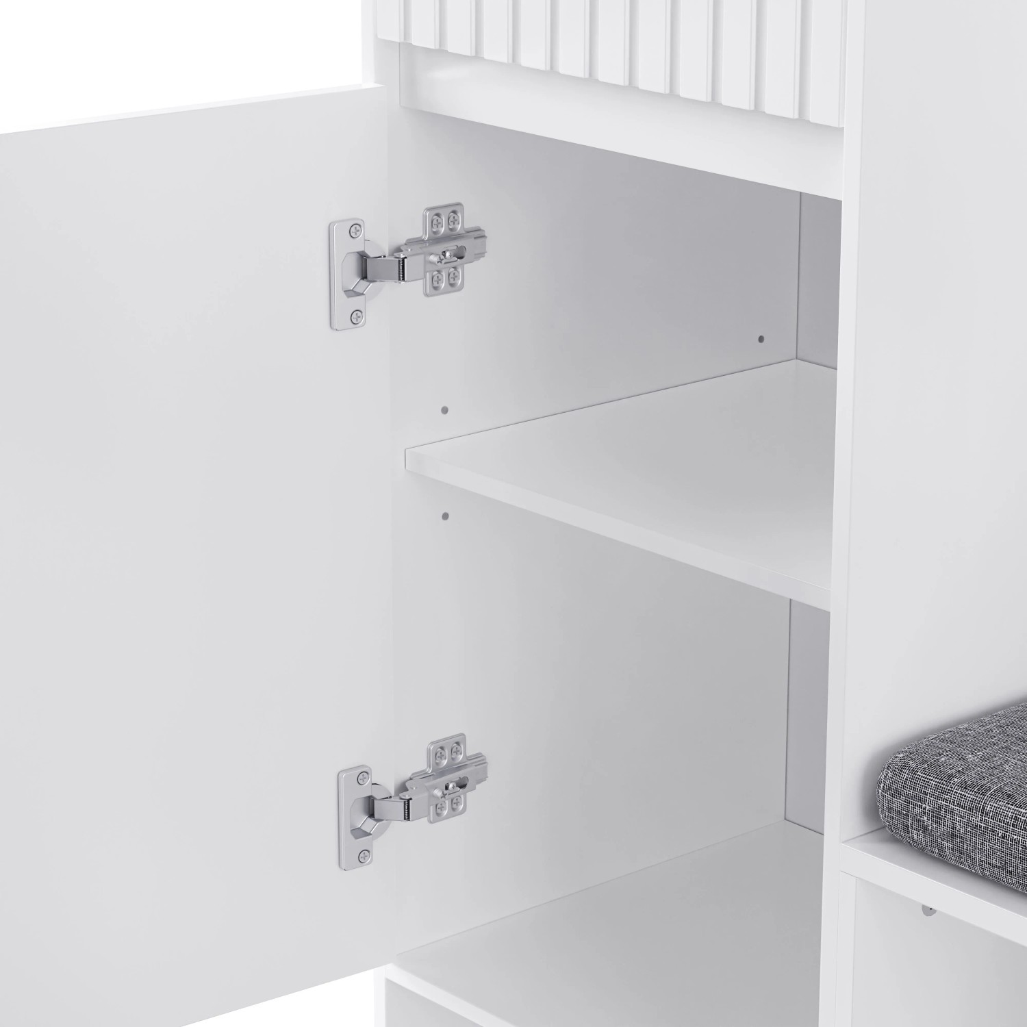 okwish Garderoben Set mit Sitzbank 4 Haken Türen Schubladen 100x180x35cm Weiß_8