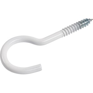 Weißer LUX Wäscheleinenhaken, 50mm, mit Holzgewinde, geeignet zur Deckenmontage, 4er-Set.