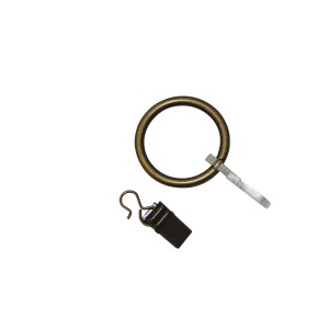 Gardinia Gardinenring Europa, 10er-Pack, Messing-Antik, für 19 mm Stangen inkl. Zubehör.