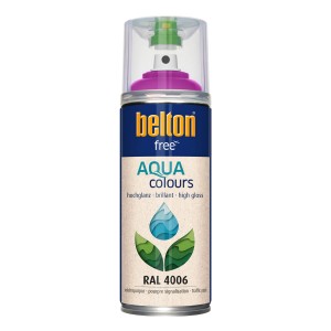 Belton Free AQUAcolours Buntlack RAL 4006 Verkehrspurpur hochglänzend, 400 ml Dose.