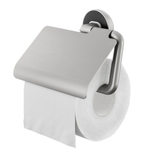 Tiger Cooper Toilettenpapierhalter mit Deckel, gebürsteter Edelstahl/Schwarz.