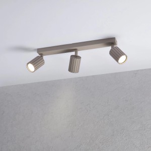 Beige Lamkur Deckenleuchte Prisma mit 3 Strahlern. Moderner Spot für Wohnzimmer und Flur.