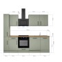 Respekta Küchenzeile Anton Landhaus Schilfgrün 250 cm mit Induktionskochfeld und Elektrogeräten.