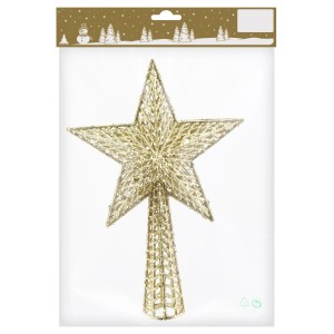 Baumspitze Stern Kunststoff mit Glitter Gold