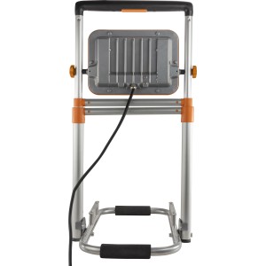 REV Ritter LED-Arbeitsleuchte LIFT, höhenverstellbar, grau-orange, mit klappbarem Ständer.