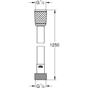Grohe Relexaflex Brauseschlauch, Chrom, 1250 mm, technische Zeichnung.