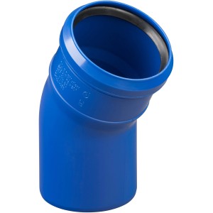 Blauer Marley HT Silent Bogen DN 110/30° für schallgedämmte Abwasserrohre.