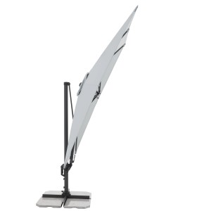 Hellgrauer Doppler Ampelschirm 310x210 cm mit Kurbel und Neigungsfunktion. Sonnenschirm für Garten und Balkon.