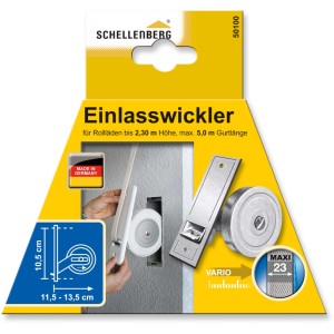 Schellenberg Rollladen Einlasswickler Maxi 105 mm, verzinkter Stahl, für Rollladenantriebe.
