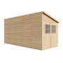 Timbela Anbau-Gartenhaus M341A, 10 m², Holzhaus mit Doppeltür und Fenster.