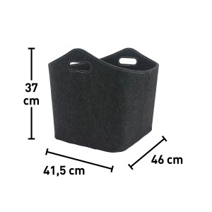 FIREFIX Filzholztrage in Schwarz, eckig mit zwei Griffen. Ideal für Kaminholz.