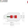 Draufsicht Hy-Land Spielgerät P4 mit Rutsche, Maße: 6,8 x 10,2 m, Plattformen rot, Rutsche grün.